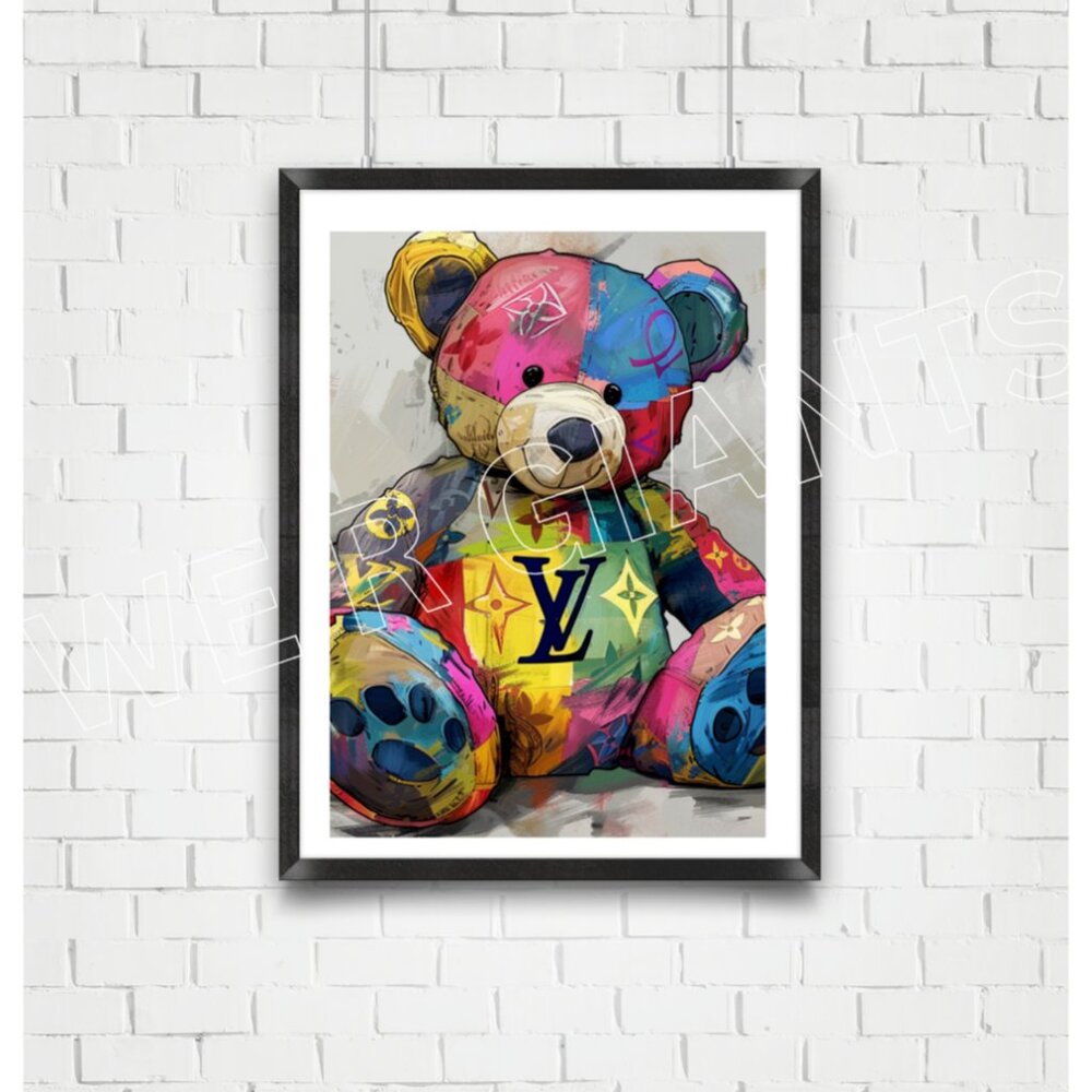 LOUIS VUITTON TEDDY BEAR 11X17 PRINT WALL DECOR WALL ART BY DENARDAI